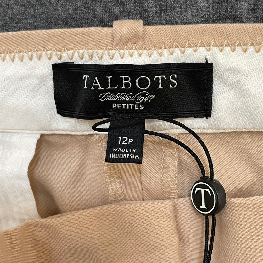 Talbots Petites Signature Pants Women 12P Beige Cropped Stretch NWT - Picture 3 of 16
